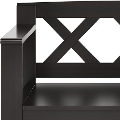 SIMPLIHOME Amherst Entryway Storage Bench - 36 inch Wide Solid Wood Small Hallway Seat in Hickory Brown, Transitional Bench for Entryway or Living Room with Lift-Up Lid and Compact Storage