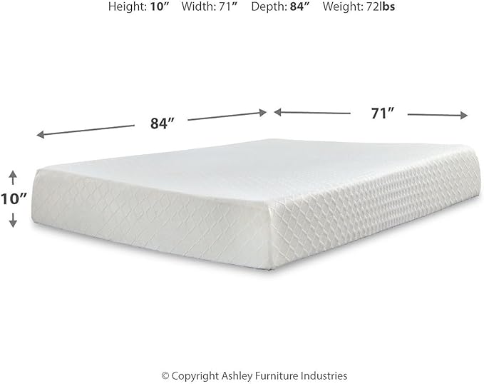 Signature Design by Ashley California King Size Chime 10 Inch Medium Firm Memory Foam Mattresswith Green Tea & Charcoal Gel for Pressure Relief, Fiberglass Free, Mattress In A Box