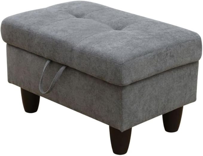 Ottoman Storage Ottoman Bench Flannel Footrest Footstool with Hinged Lid for Living Room, Bedroom, Entryway, Dark Grey, 28.5"X19"X17.5"