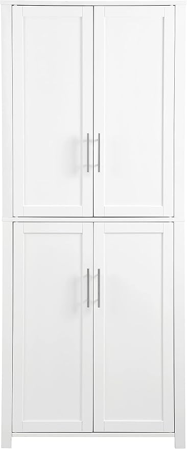 Crosley Furniture Savannah Tall Pantry Storage Cabinet with Shelves, Kitchen, Dining, or Laundry Room, White