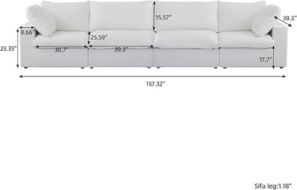 WJShome Modular Sectional Sofa Couch,Down Filled Cloud Couch,Oversized 4 Seater Minimalist Sofa,157.32inch Convertible Deep Seat Couches for Modern Living Room,Cover Removable & Washable
