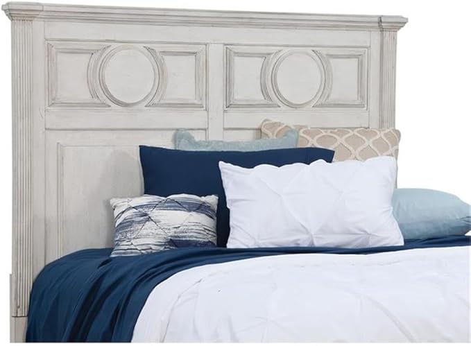 American Woodcrafters Brighten Distressed Antique White Wood King Headboard