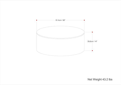 SIMPLIHOME Millbury Drum Coffee Table - 36 inch Wide Solid Mango Wood Round Living Room Table in White Wash, Contemporary Cocktail Table for Family Room or Lounge with Large Surface, Assembled