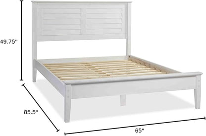 Grain Wood Furniture Greenport Solid Wood Platform Bed, Queen Size, Brushed White