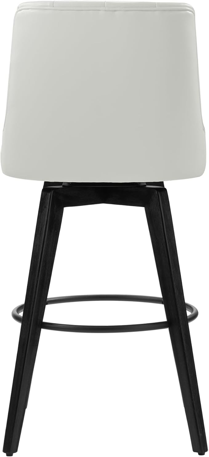 Watson & Whitely Bar Stools, 360° Swivel Upholstered Bar Stool with Back, 30" H Bar Height Barstools, Set of 2, Faux Leather in White