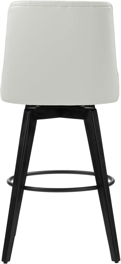 Watson & Whitely Bar Stools, 360° Swivel Upholstered Bar Stool with Back, 30" H Bar Height Barstools, Set of 2, Faux Leather in White