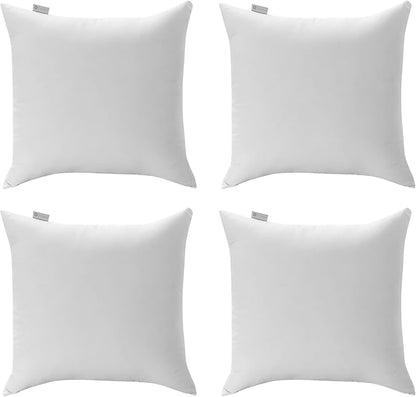 Acanva 20x20 Throw Pillow Inserts Set of 4, Premium Polyester Fiber Fill Square Sham Stuffer Cushion for Sofa, Bed, Couch and Chair, Machine Washable, 20x20 Inch(for 18x18 Cover), White 4 Count