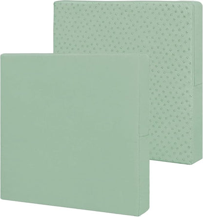 Easy-Going Waterproof Patio Cushion Covers 24x22x4 inch 2 Pack Replacement Non-Slip Outdoor Seat Cushion Slipcover with Zipper. Greyish Green