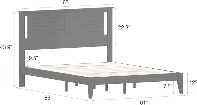 Serene Solid Wood Platform Bed with Horizontal Scoring Headboard, Farmhouse Coastal Modern Design, Easy Assembly, Ample Underbed Storage, Supports up to 1,000 lbs, King Size, White Finish