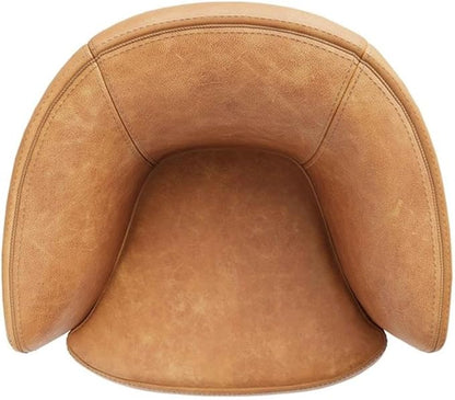 Pemberly Row Genuine Italian Leather Brown Swivel Club Chair (Two Pack)