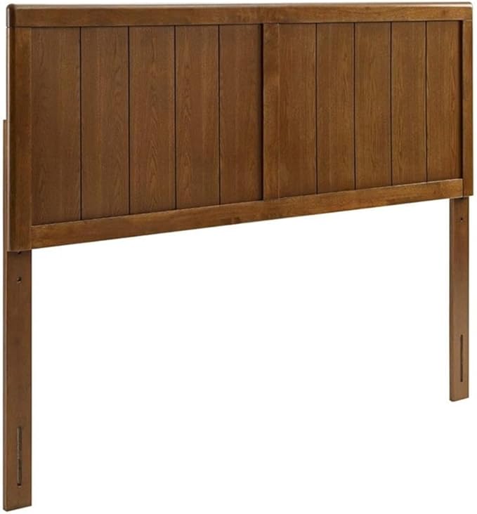 Pemberly Row King Modern Rubberwood and MDF Headboard in Walnut