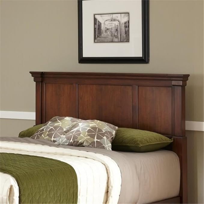 BOWERY HILL 52" x 82" Traditional Wood King Headboard with Recessed Frame Moldings and Carved Detailed, Some Assembly Required, in Warm Cherry Brown Finish
