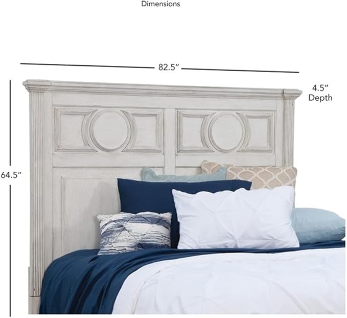 American Woodcrafters Brighten Distressed Antique White Wood King Headboard