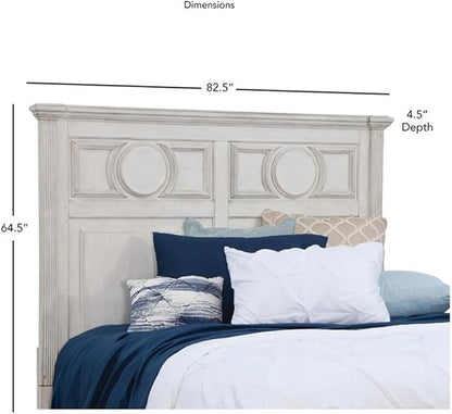 American Woodcrafters Brighten Distressed Antique White Wood King Headboard