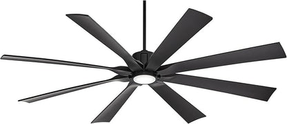 Possini Euro Design 70" Defender Modern Large Indoor Outdoor Ceiling Fan with LED Light Remote Control Matte Black Damp Rated for Patio Exterior House Home Porch Gazebo Garage Barn