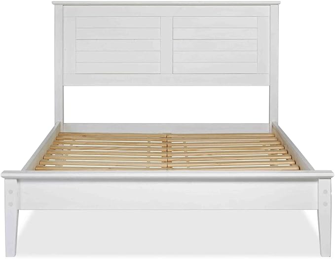 Grain Wood Furniture Greenport Solid Wood Platform Bed, Queen Size, Brushed White