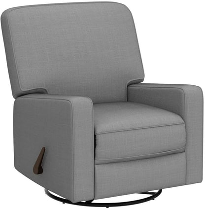 Harkawon Swivel Rocker Recliner Chair, Glider Rocker Recliner, Rocking Chair Nursery, Fabric Chair with High Back, Deep Seat, for Living Room, Bedroom (Dark Grey+Brown)
