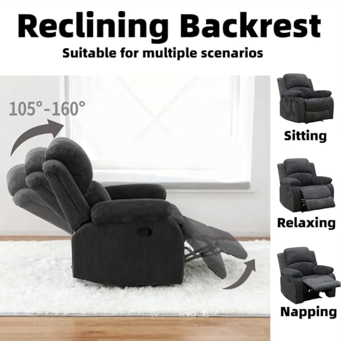 Electric Lift Recliner Sofa, Warm Plush Corduroy Fabric - Comfy Reading Chair for Living Room & Study, Ergonomic Electric Reclining Chair with Soft Upholstery