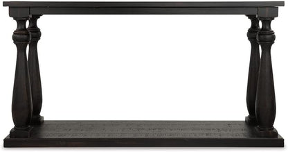 Signature Design by Ashley Mallacar Rustic Cottage Rectangular Sofa Table with Floor Shelf, Black