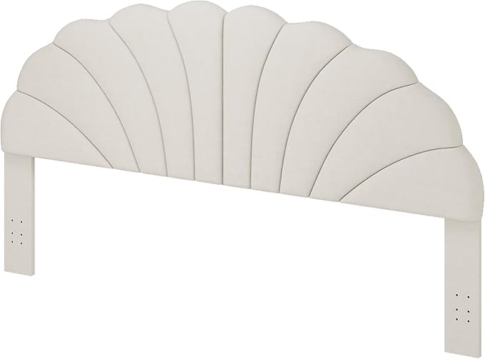 King Size Headboard Only, Petal Wall Mount Headboard King/California King Size for Adjustable Bed Velvet Upholstered Head Board Easy Assembly, Cream