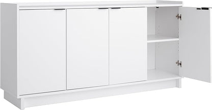 Prepac Simply Modern 4 Door Console Table with Storage, White Storage Cabinet with Doors and Shelves, Sideboard Storage Cabinet 60" W x 30" H x 16" D, WCBG-1820-1