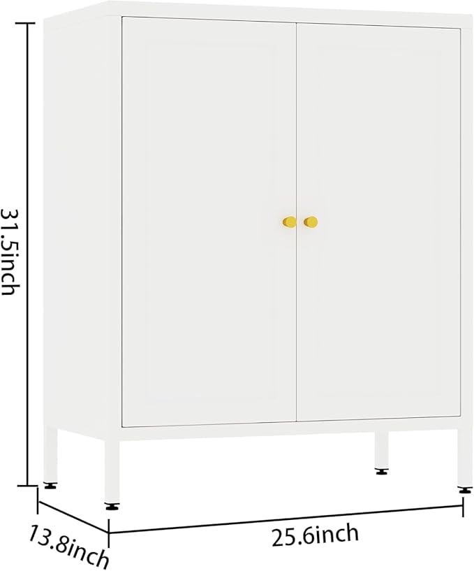 Metal Storage Cabinet, 2 Door Locker Cabinets with Adjustable Shelves, Side Table Storage with Doors,Bathroom Furniture for Small Spaces,Home,Office,Kitchen,Dining Room