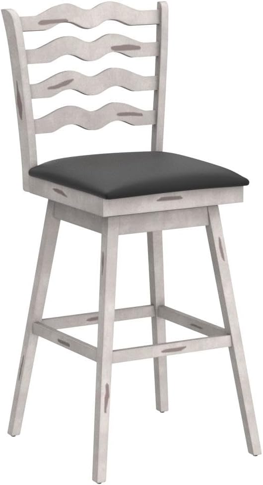 COSTWAY Bar Stools Set of 4, 29” 360° Swivel Bar Height Chairs with Rubber Wood Frame, Cushioned Seat, Ergonomic Backrest & Footrest, Wooden Upholstered Barstools for Kitchen Island (4, 29”)