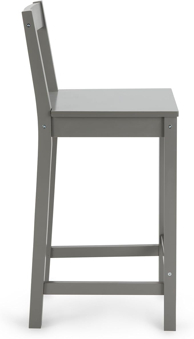 Amazon Basics Wooden Bar Stool with Backrest 24", Grey, 1 Unit