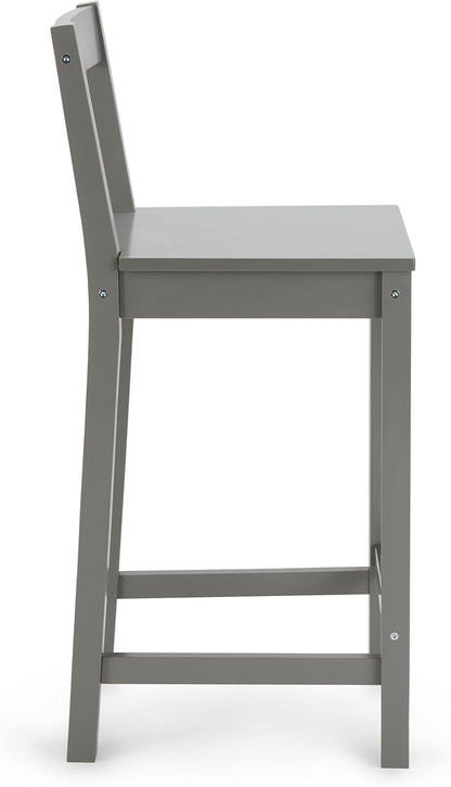 Amazon Basics Wooden Bar Stool with Backrest 24", Grey, 1 Unit