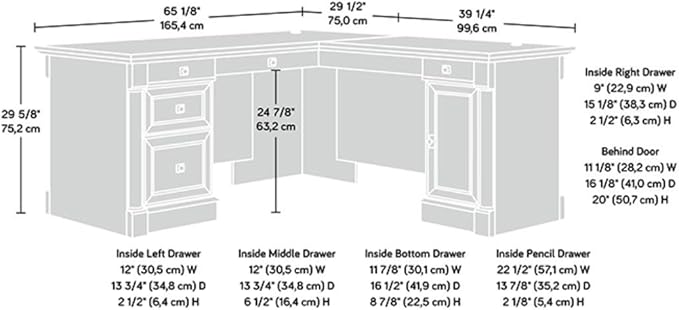 Sauder Bleeker Street L-Desk, Obsidian Oak finish