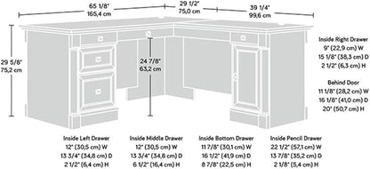 Sauder Bleeker Street L-Desk, Obsidian Oak finish