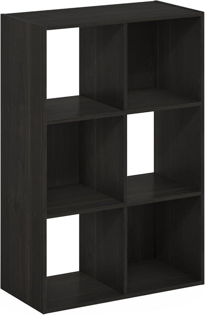 Furinno PELLI Closet Organizers and Storage, 6-Cube Closet Organizer, Open Shelf Closet Storage, for Wardrobe, Bedroom, Living Room, Espresso