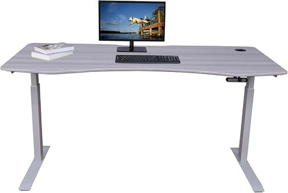 ApexDesk Elite Pro Series 71" x 33" Electric Height Adjustable Stand up Desk, Sit Stand Home Office Desk, Computer Desk - Curved Grey Top/White Frame