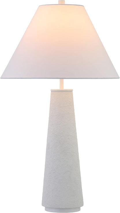 Henn&Hart 27.5'' Transitional 1-Light Table Lamp with Tapered Ceramic Base and White Fabric Cone Shade for Living Room, Bedroom, or Office, Matte White