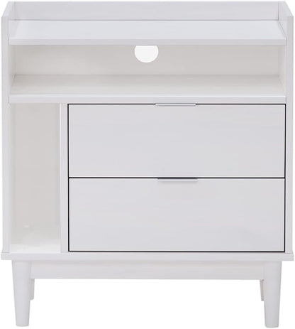 Walker Edison Blythe Mid-Century Modern Tray-Top Storage Nightstand 25 Inch White