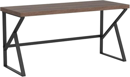 HSH Large Computer Desk, Industrial Modern Home Office Desk, Wooden and Metal PC Desk for Work Writing Study Gaming Bedroom, Farmhouse Vintage Computer Table Executive Workstation, Rustic Oak 60 Inch