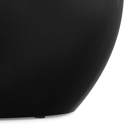 SIMPLIHOME Elmbrook Coffee Table - 34 inch Wide Solid Mango Wood Modern Industrial Round Drum Cocktail Table in Black, Sculptural Living Room Table with Low Profile Design, Assembled