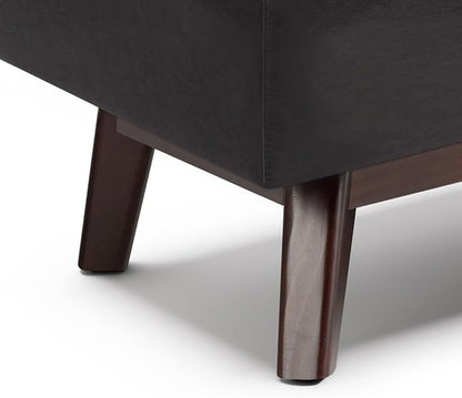 SIMPLIHOME Owen 48 inch Wide Mid Century Modern Rectangle Rectangular Storage Ottoman in Tanners Brown Vegan Faux Leather, Assembled, for the Living Room, Entryway and Family Room