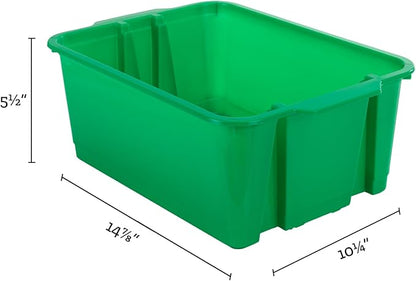 Really Good Stuff 160074PU Stackable Plastic Book and Organizer Bins for Classroom or Home Use – Sturdy, Colored Plastic Baskets (Set of 12),Purple