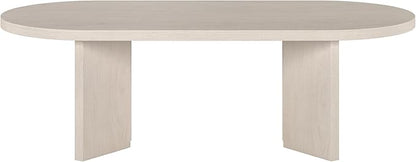 Henn&Hart 48" Oval Wood Low-Profile Coffee Table for Living Room, Family Room or Office, Alder White