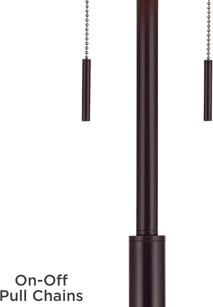 Possini Euro Design Karina 33" Tall Skinny Large Buffet Modern End Table Lamp Pull Chain Brown Bronze Finish Metal Single Navy Blue Shade Living Room Bedroom Bedside Nightstand House Office Family