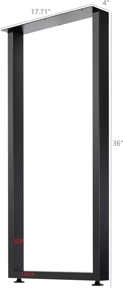 36 Inch Metal Bar Table Legs for Desk, Dining Table with Adjustable Feet Pads,Home DIY Furniture Legs，Black Set of 2(W18”*H36”).