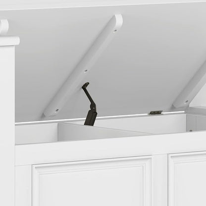SIMPLIHOME Amherst Entryway Storage Bench - 36 inch Wide Solid Wood Small Hallway Seat in White, Transitional Bench for Entryway or Living Room with Lift-Up Lid and Compact Storage