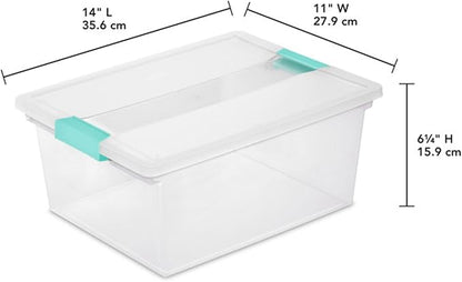 Sterilite 16-Pack Clip Box, Stackable Clear Plastic Bins with Latching Lids, Deep - Writing, Arts or Crafts Supplies Storage Containers for Home, Office, Classroom and Workshop Organization