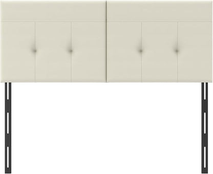 Queen Headboard Only with Adjustable Metal Legs, Faux Leather Upholstered Headboard Queen Size, Modern Stylish Headboard with Sunken Dot Design, Sturdy Bed Headboard for Bedroom, Ivory