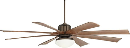Possini Euro Design 70" Defender Modern Industrial Outdoor Ceiling Fan with LED Light Remote Control Oil Rubbed Bronze Koa Opal Glass Damp Rated for Patio Exterior House Home Porch Gazebo Garage