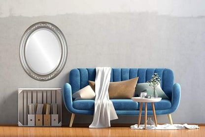 OVALCREST Oval Beveled Wall Mirror for Home Decor - Florence Style - Silver Shade - 24" x 20"