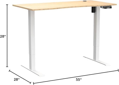 FLEXISPOT EN2 Whole-Piece Bamboo Standing Desk Clamp Power Strip, 55 x 28 Electric Stand Up Height Adjustable Desk with Cable Management (Grey Frame + 55" Bamboo Top, 2 Packages)