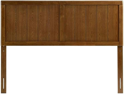Pemberly Row Full Modern Rubberwood and MDF Headboard in Walnut