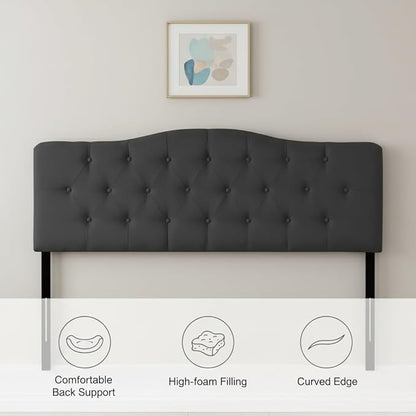 Naomi Home Cassandra Queen Tufted Headboard, Upholstered in Durable Linen Fabric – Premium Foam Cushioning, Adjustable Height, Floating Wall or Bed Frame Mount, Compatible with Adjustable Beds